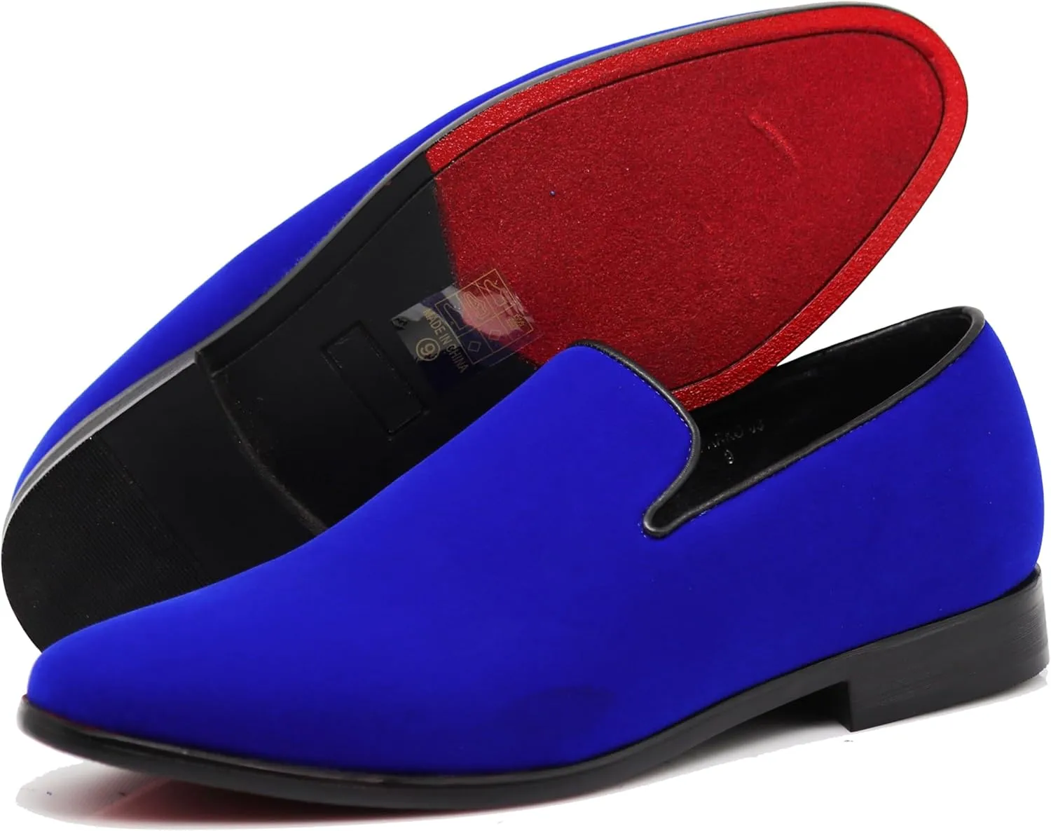 SPT03 Men's Vintage Plain Velvet Dress Loafers Slip On Shoes Classic Tuxedo Dress Shoes