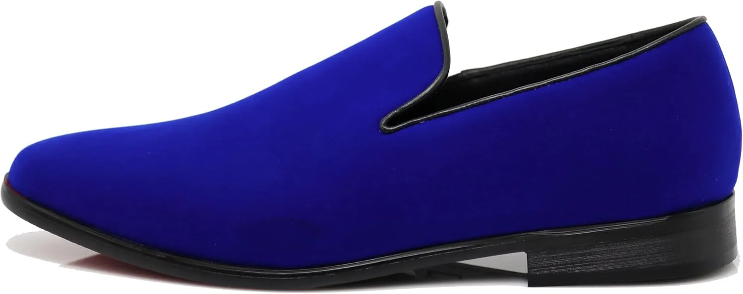 SPT03 Men's Vintage Plain Velvet Dress Loafers Slip On Shoes Classic Tuxedo Dress Shoes