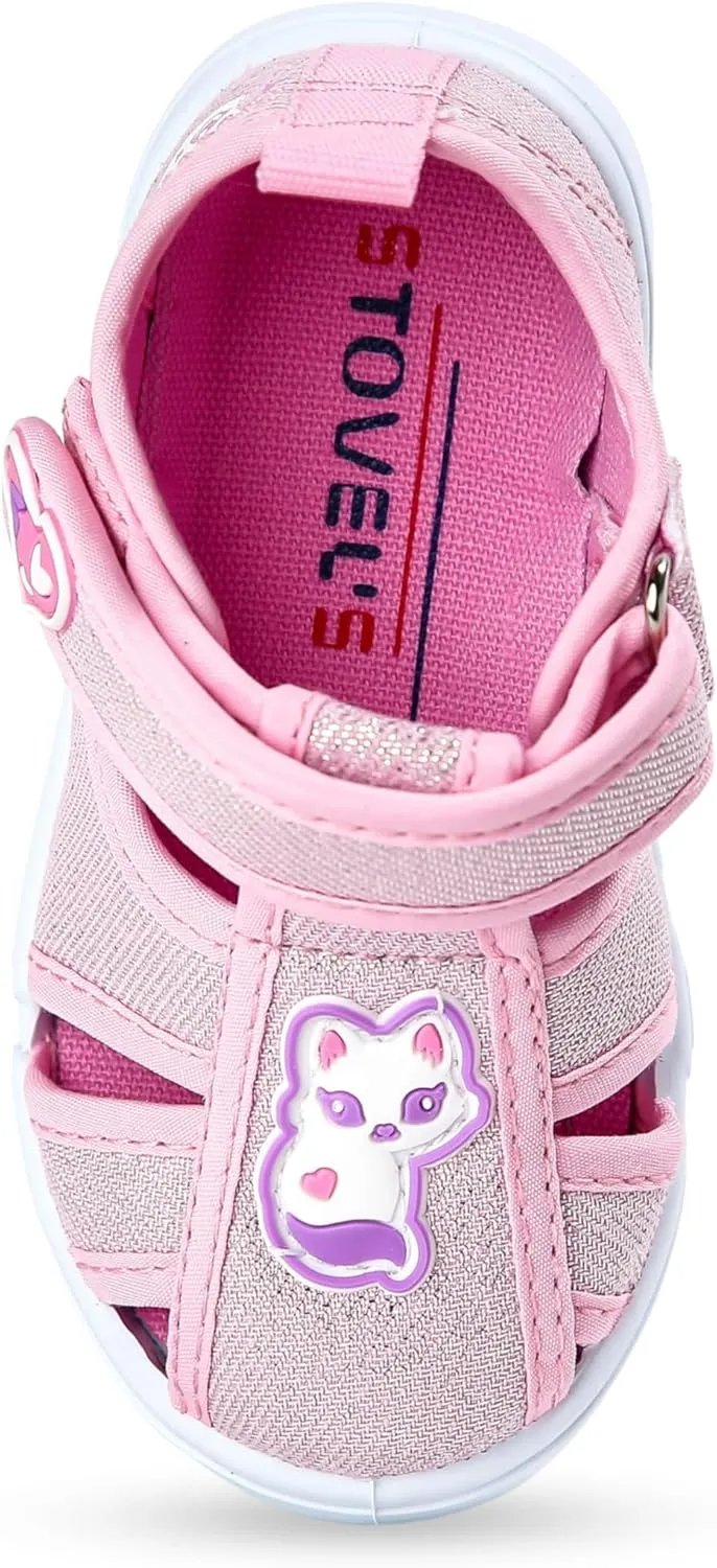 STOVEL'S Toddler Sandals for Boys & Girls - Lightweight Breathable Fabric, Closed-Toe with Hook & Loop Straps, Non-Slip Sole