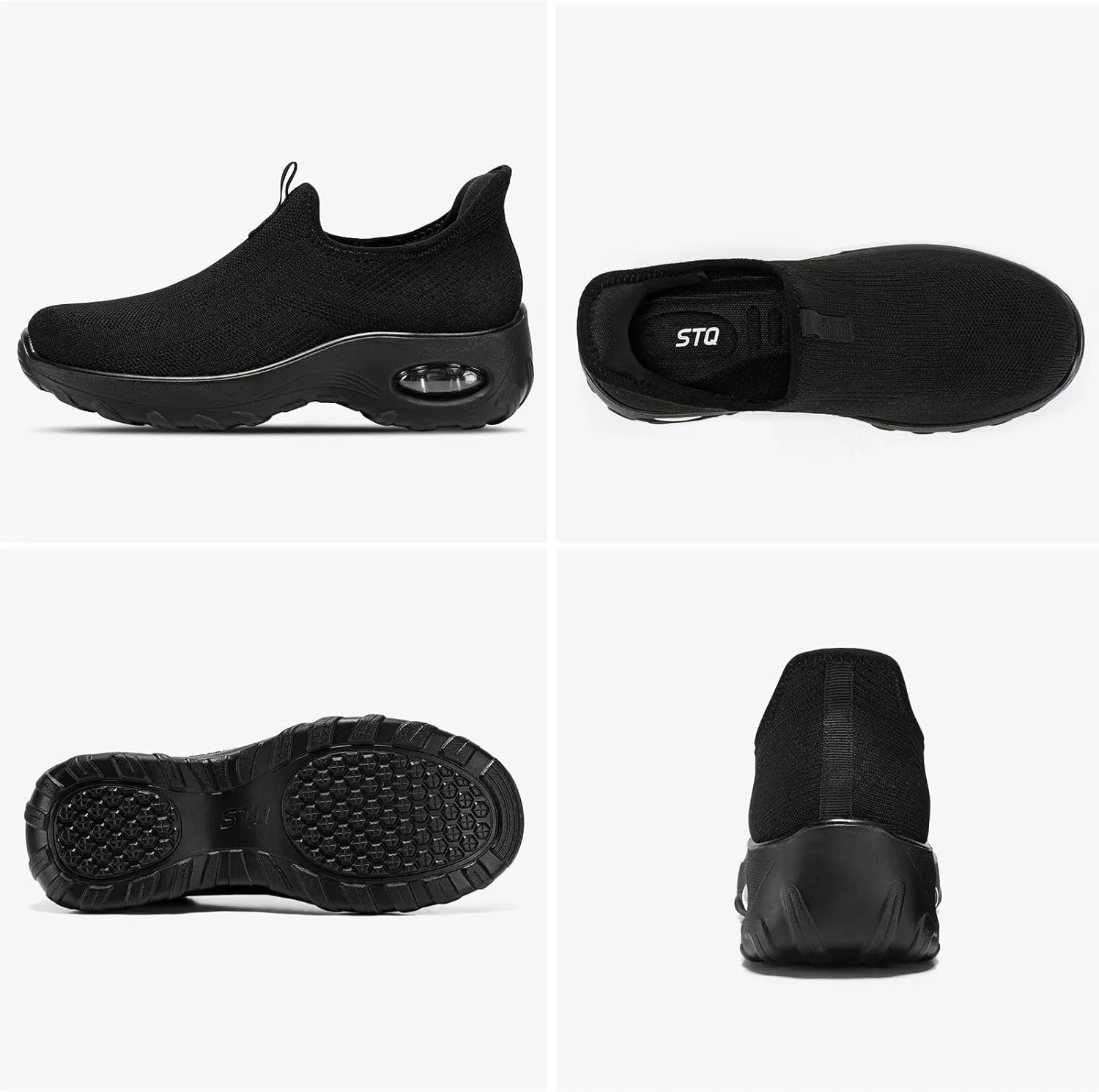 STQ Walking Shoes Women Slip On Sneakers Air Cushion Comfortable Breathable Lightweight Mesh Shoes Shock Absorbing Design Ideal for Plantar Fasciitis All Day Standing