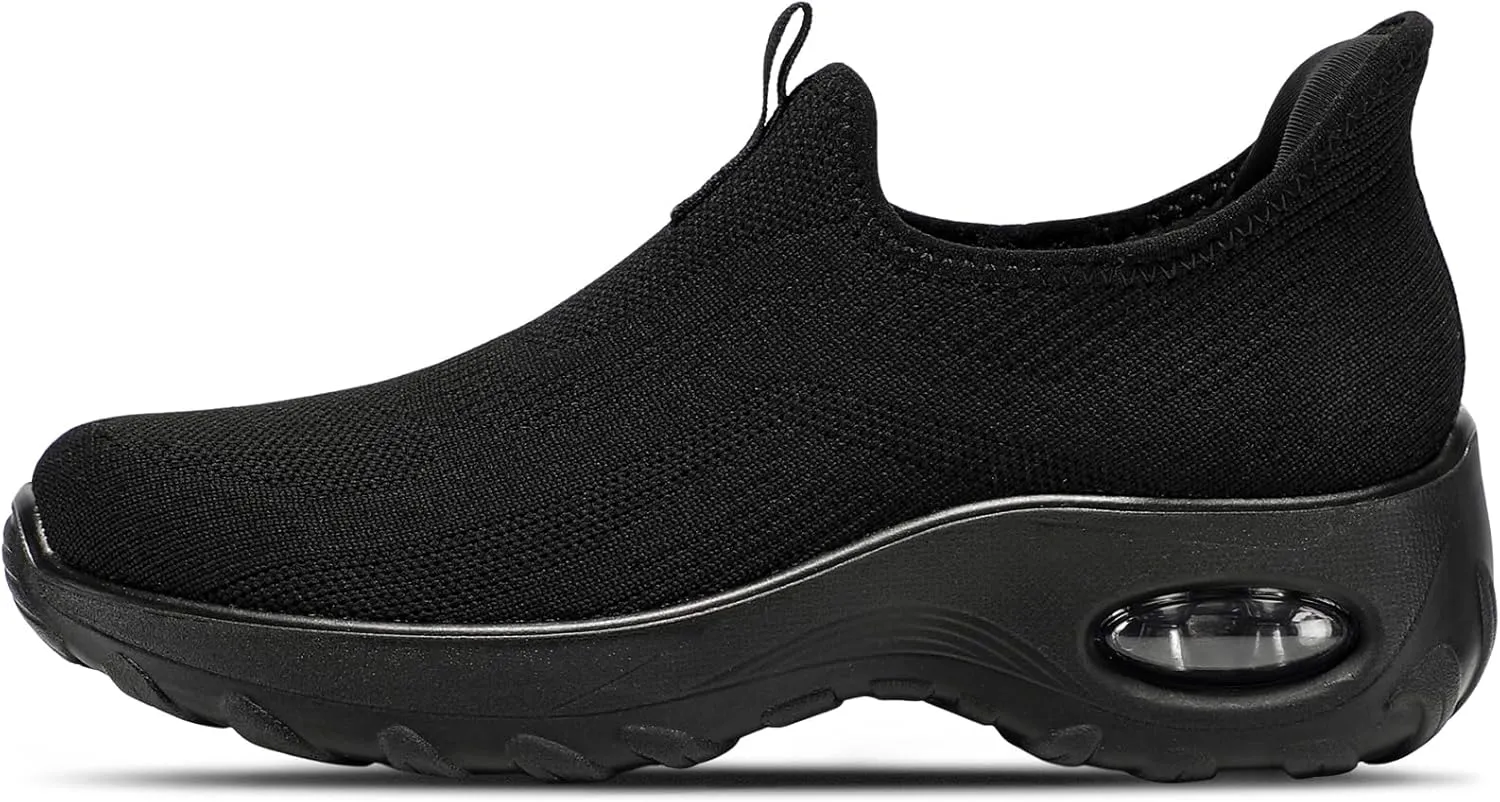 STQ Walking Shoes Women Slip On Sneakers Air Cushion Comfortable Breathable Lightweight Mesh Shoes Shock Absorbing Design Ideal for Plantar Fasciitis All Day Standing