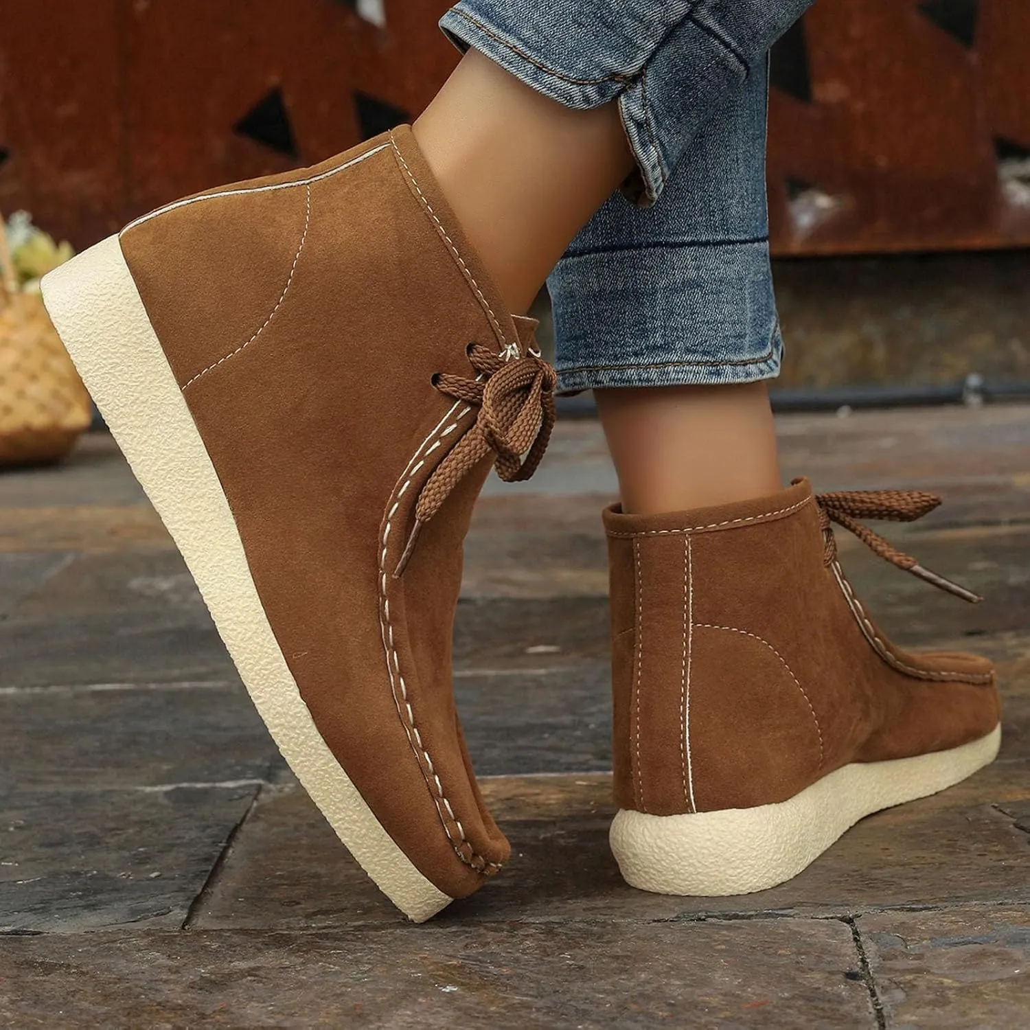 Suede Chukka Boots Women Casual Moccasin Boots Wallabee Boot Shoes Comfort Lightweight Desert Boots Kickers Shoes