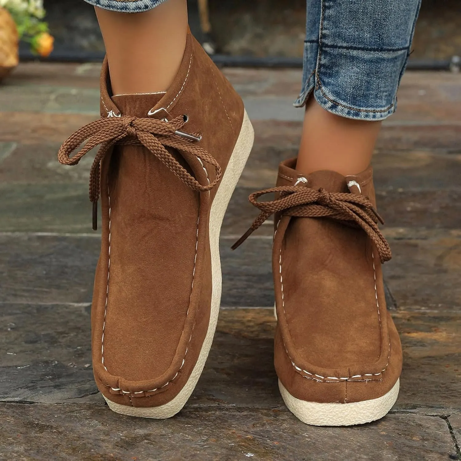 Suede Chukka Boots Women Casual Moccasin Boots Wallabee Boot Shoes Comfort Lightweight Desert Boots Kickers Shoes
