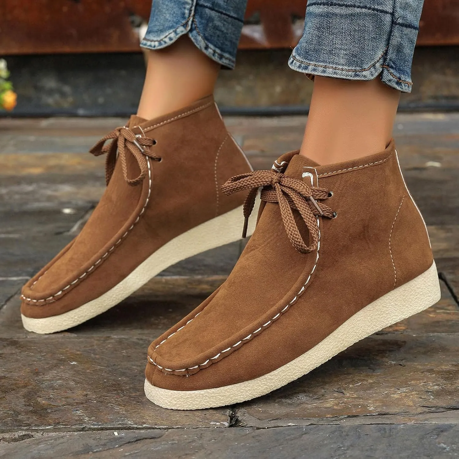 Suede Chukka Boots Women Casual Moccasin Boots Wallabee Boot Shoes Comfort Lightweight Desert Boots Kickers Shoes