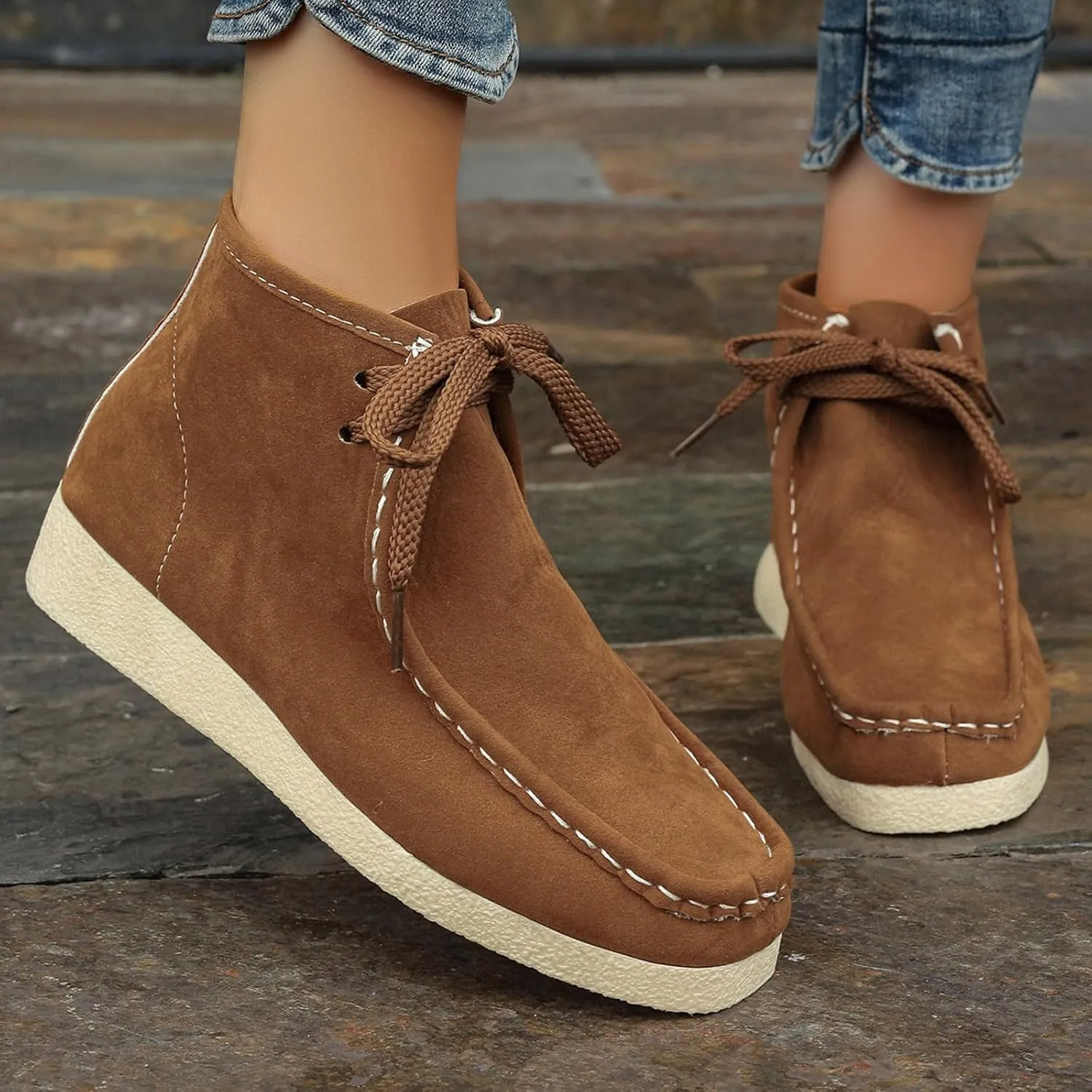 Suede Chukka Boots Women Casual Moccasin Boots Wallabee Boot Shoes Comfort Lightweight Desert Boots Kickers Shoes