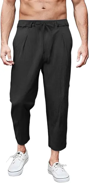 Tactical Pants for Men Quick Dry Cotton Linen Flex Beach Jogging Trousers Travel Hiking Summer Pants