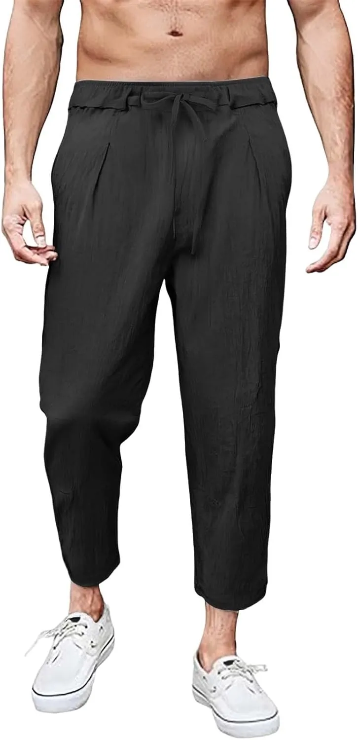Tactical Pants for Men Quick Dry Cotton Linen Flex Beach Jogging Trousers Travel Hiking Summer Pants