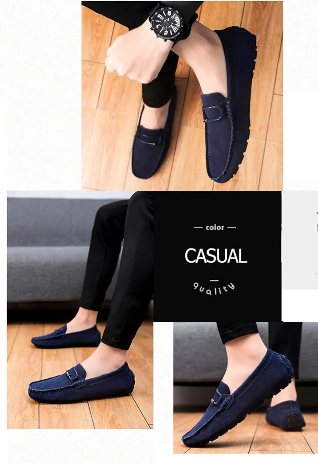 TangDao Men’s Loafers Slip On Shoes, Suede Cowhide Moccasins Boat Shoes, Casual Walking Driving Shoes for Spring Autumn