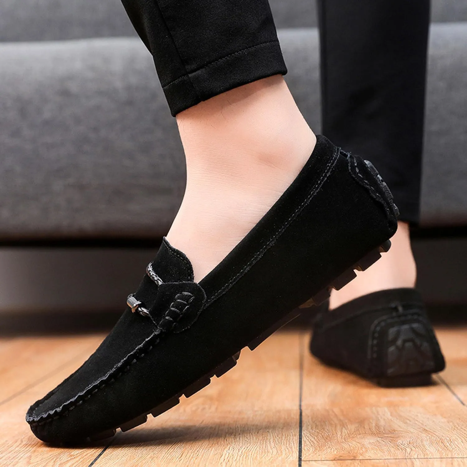 TangDao Men’s Loafers Slip On Shoes, Suede Cowhide Moccasins Boat Shoes, Casual Walking Driving Shoes for Spring Autumn