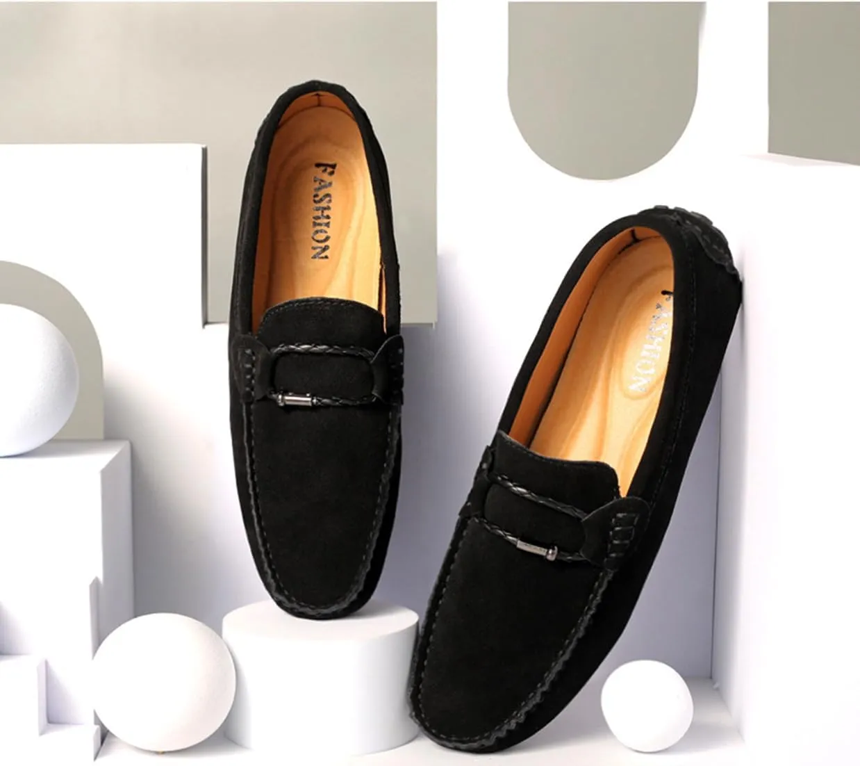 TangDao Men’s Loafers Slip On Shoes, Suede Cowhide Moccasins Boat Shoes, Casual Walking Driving Shoes for Spring Autumn