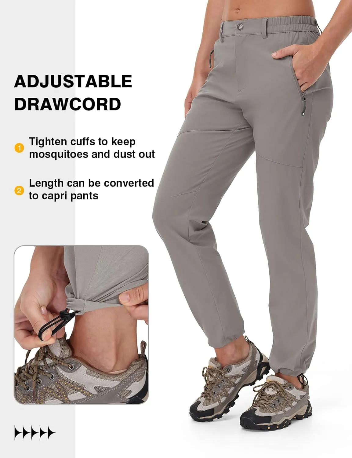 TBMPOY Women's Lightweight Hiking Pants Water Resistant Quick Dry Travel Work Camping Fishing Pants Zipper Pockets