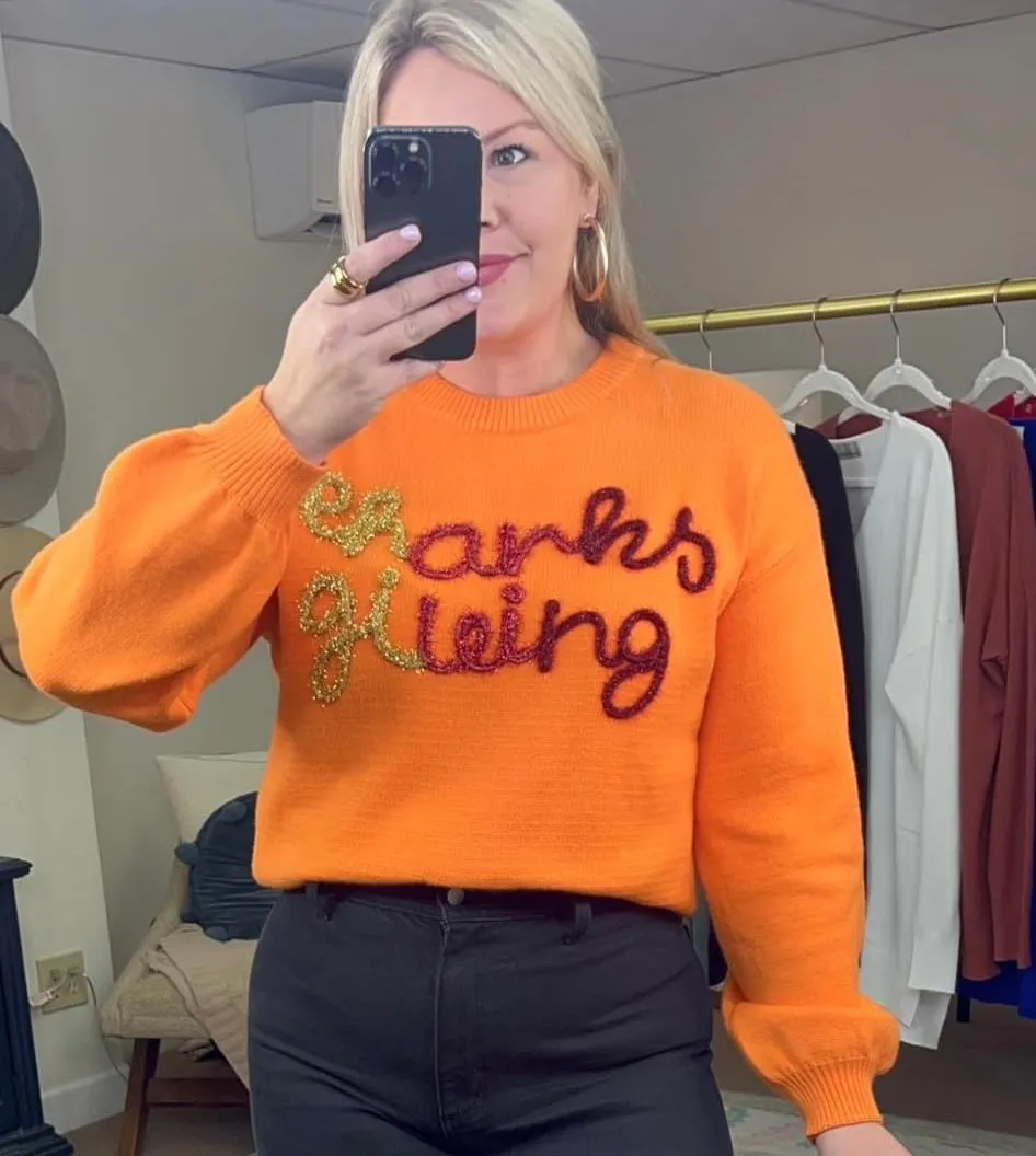 Thanksgiving Ombre Tinsel Script Sweater