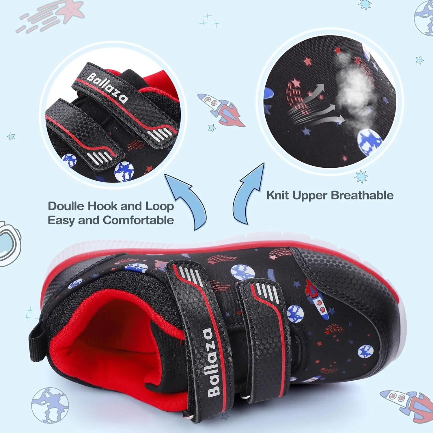 Toddler Kid Spider Design Sneakers with Non-Slip Sole, Breathable Mesh, and Hook-and-Loop Closure