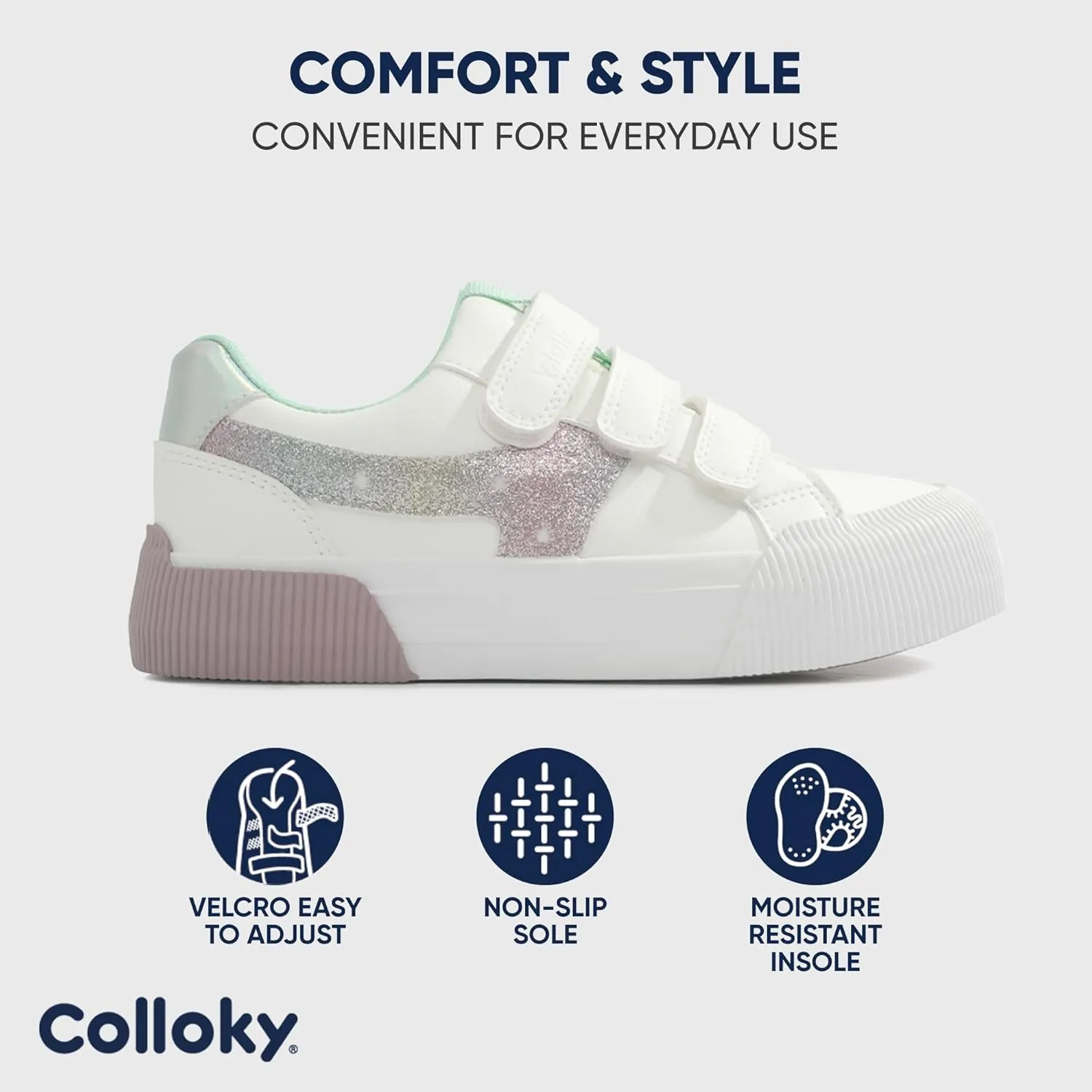 Toddler Sneakers for Girls - Lightweight Shoes with Soft Soles & Adjustable Strap, Arch Support & Breathable Design - Washable & Stylish