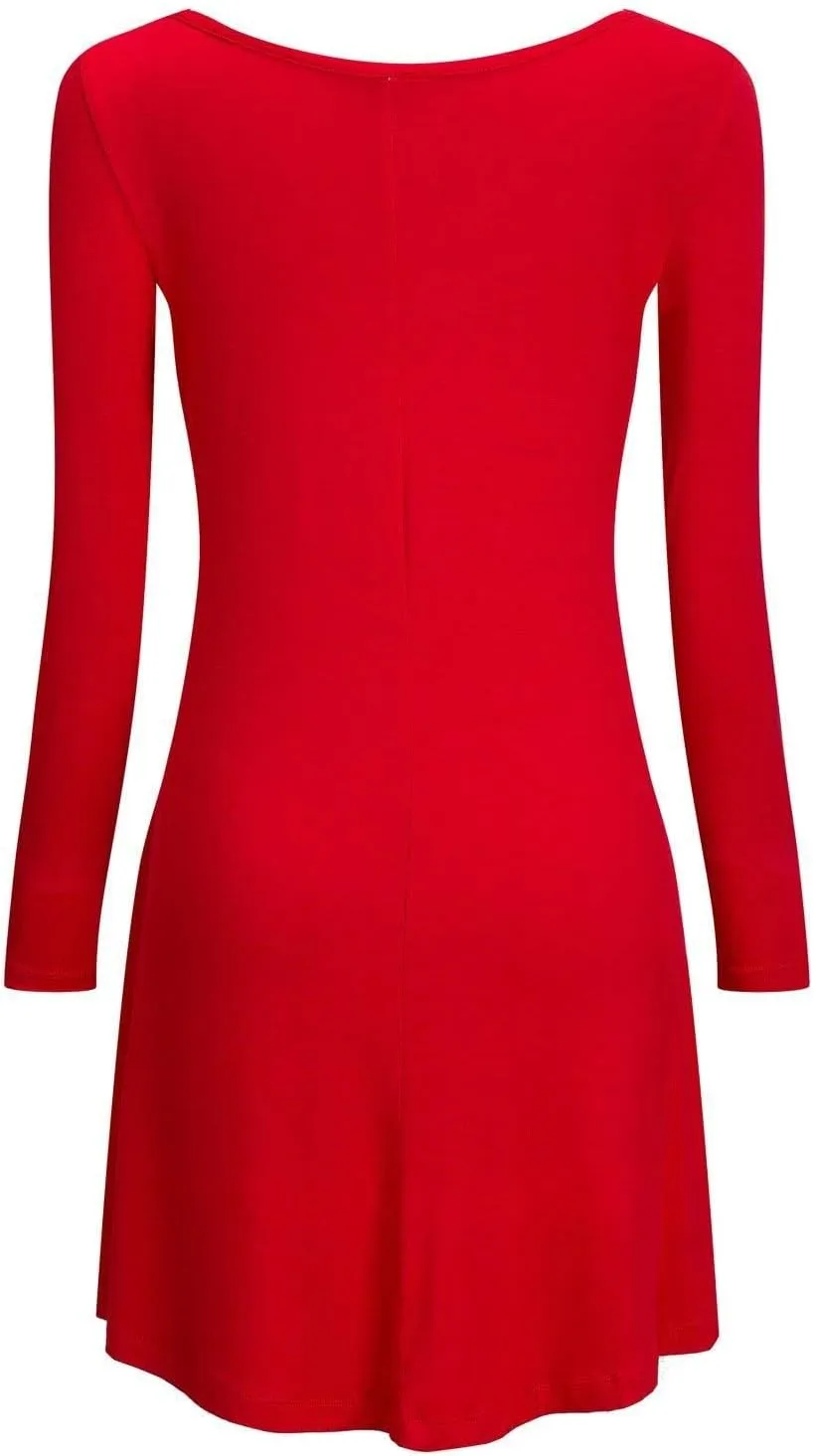 TOPONSKY Women's Casual Plain Simple Loose Flowy Short-Sleeve T-Shirt Dress
