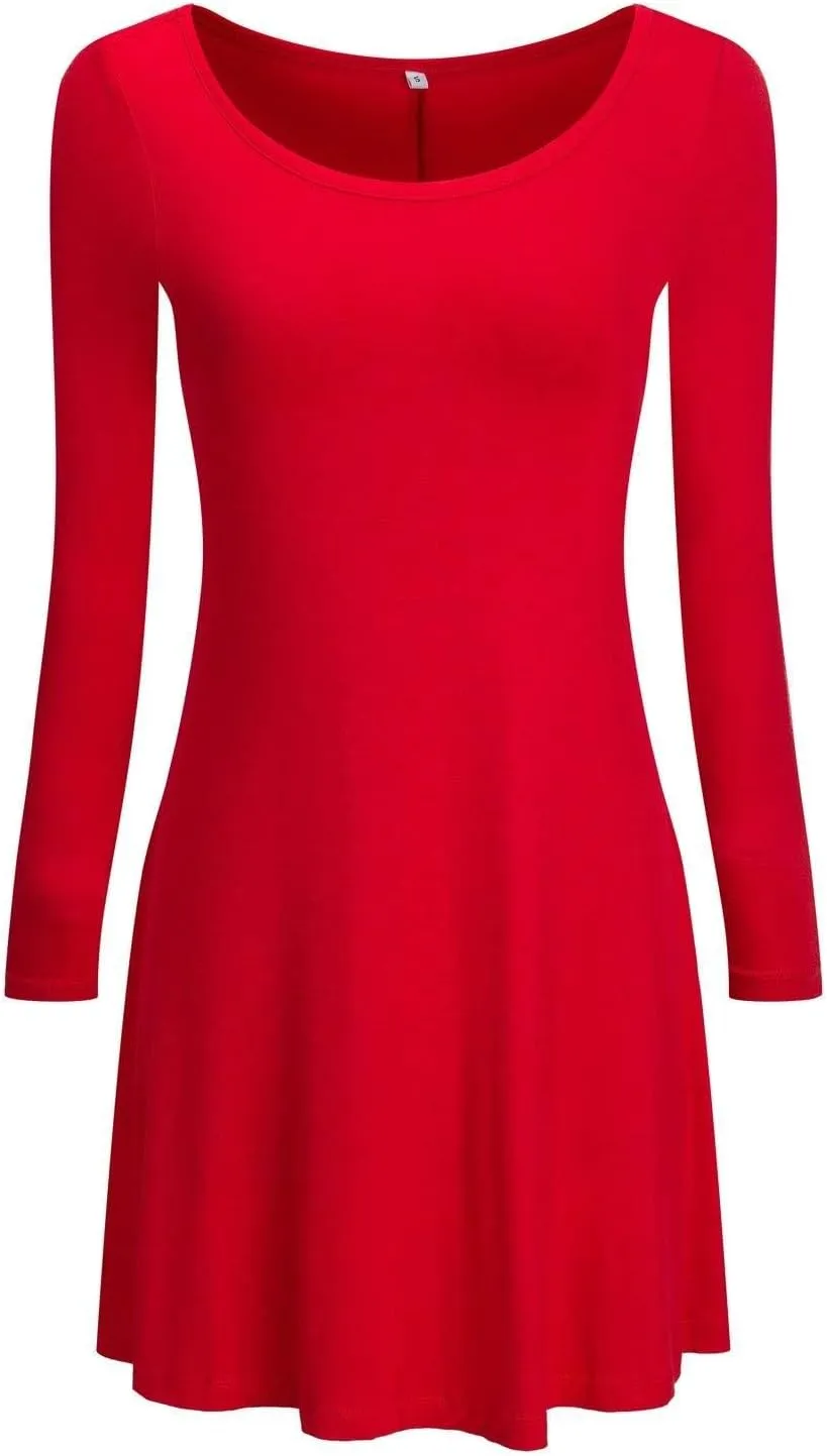 TOPONSKY Women's Casual Plain Simple Loose Flowy Short-Sleeve T-Shirt Dress
