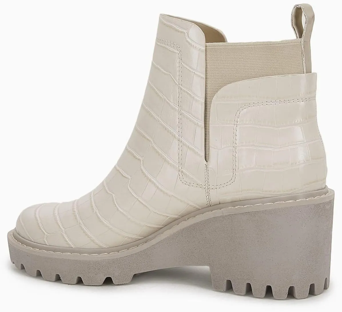Trish Lucia Womens Platform Lug Sole Chelsea Boots Ankle High Chunky Block Heel Non-Slip Suede Leather Slip on Combat Fashion Booties