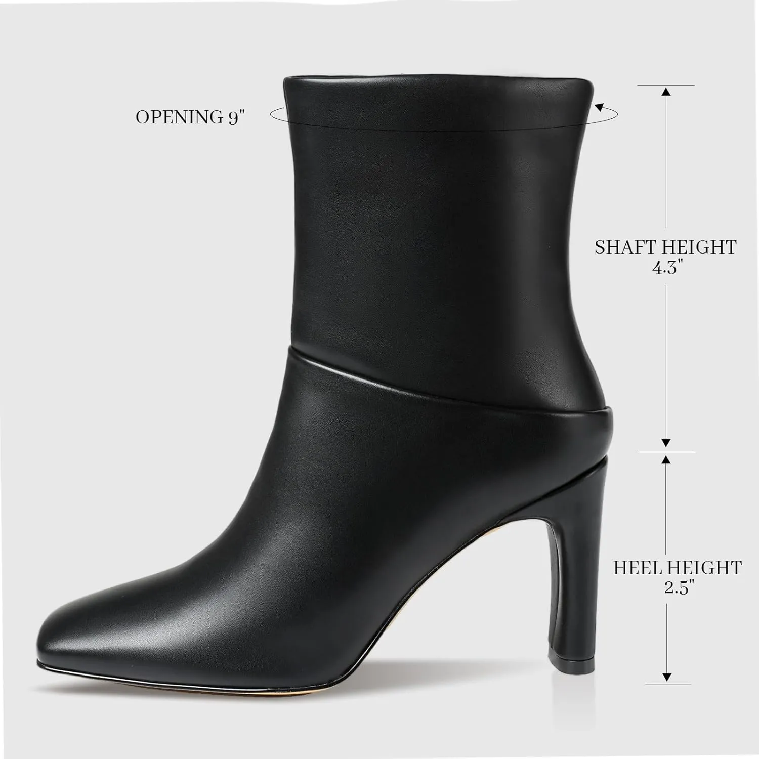 Uacllcau Ankle Boots for Women Square Toe High Heel Block Mid Calf Side Zipper Short Booties Gogo Fashion Fall Winter Boots