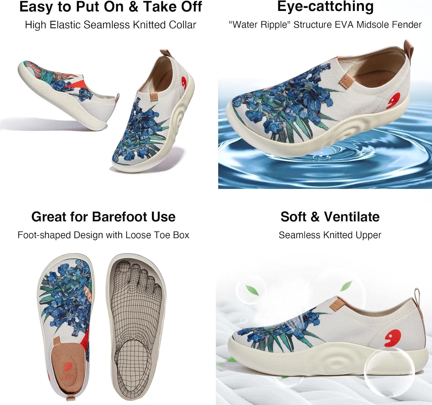 UIN x FatCatArt Collaboration Slip Ons Casual Loafers Lightweight Comfortable Sneakers Art Travel Shoes