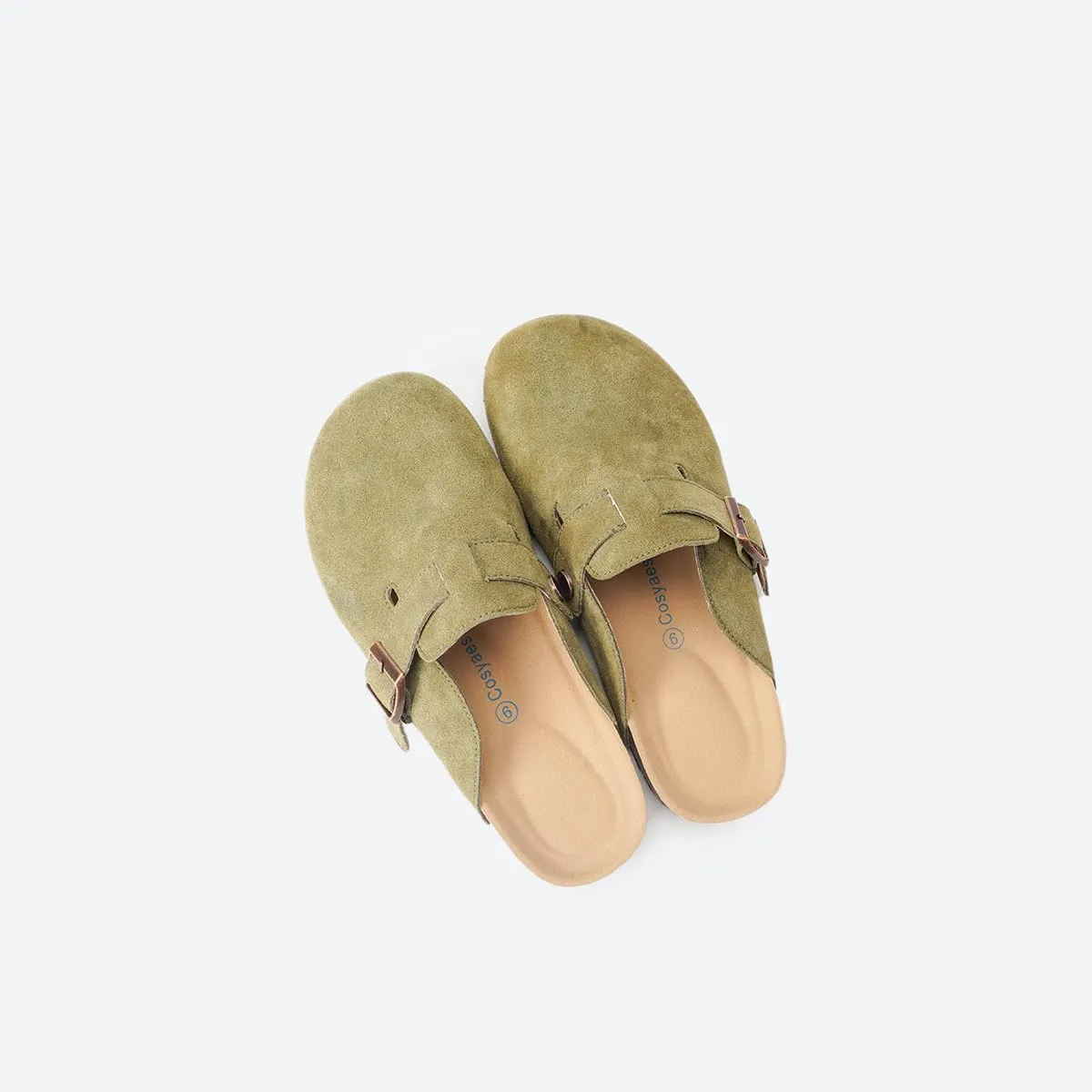 Unixsex Cork Suede Clogs and Mules,Leather Clog Women,Suede Clog Men,Soft Leather Sandal,House Slipper,Skin-Friendly Footbed,Adjustable Buckle,Arch Support