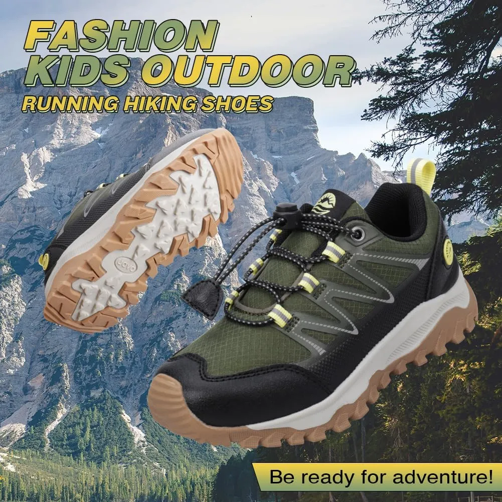 UOVO Girls Boys Hiking Shoes Boys Girls Waterproof Sneakers Kids Running Tennis Outdoor Shoes Non-Slip Lightweight