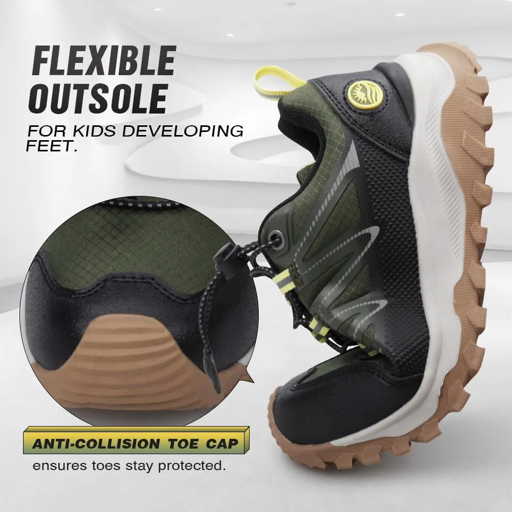 UOVO Girls Boys Hiking Shoes Boys Girls Waterproof Sneakers Kids Running Tennis Outdoor Shoes Non-Slip Lightweight