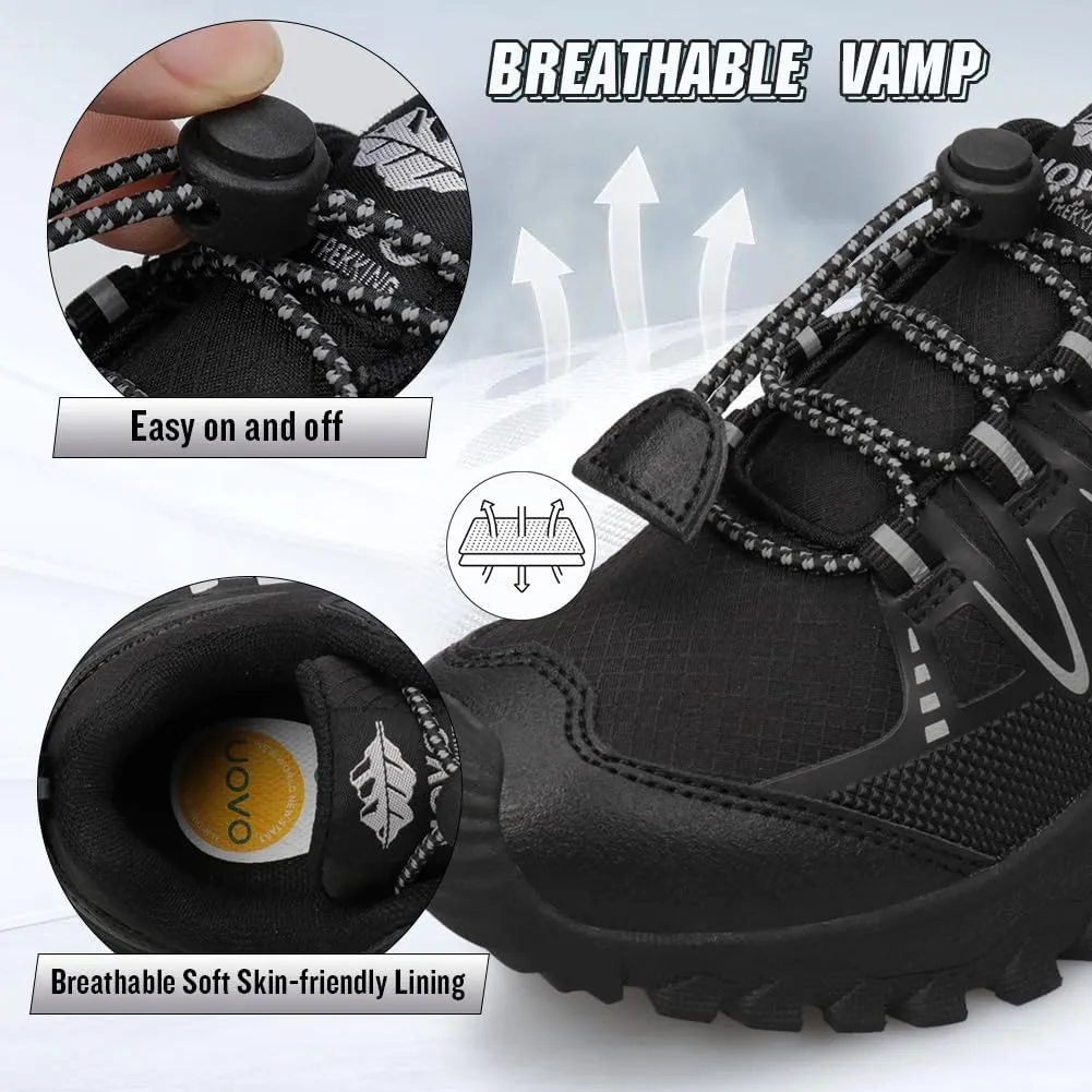 UOVO Girls Boys Hiking Shoes Boys Girls Waterproof Sneakers Kids Running Tennis Outdoor Shoes Non-Slip Lightweight
