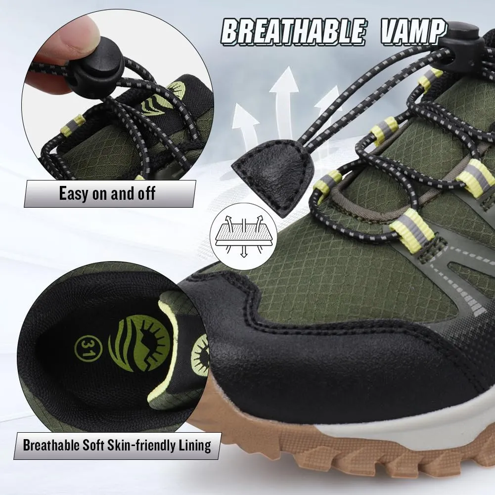 UOVO Girls Boys Hiking Shoes Boys Girls Waterproof Sneakers Kids Running Tennis Outdoor Shoes Non-Slip Lightweight