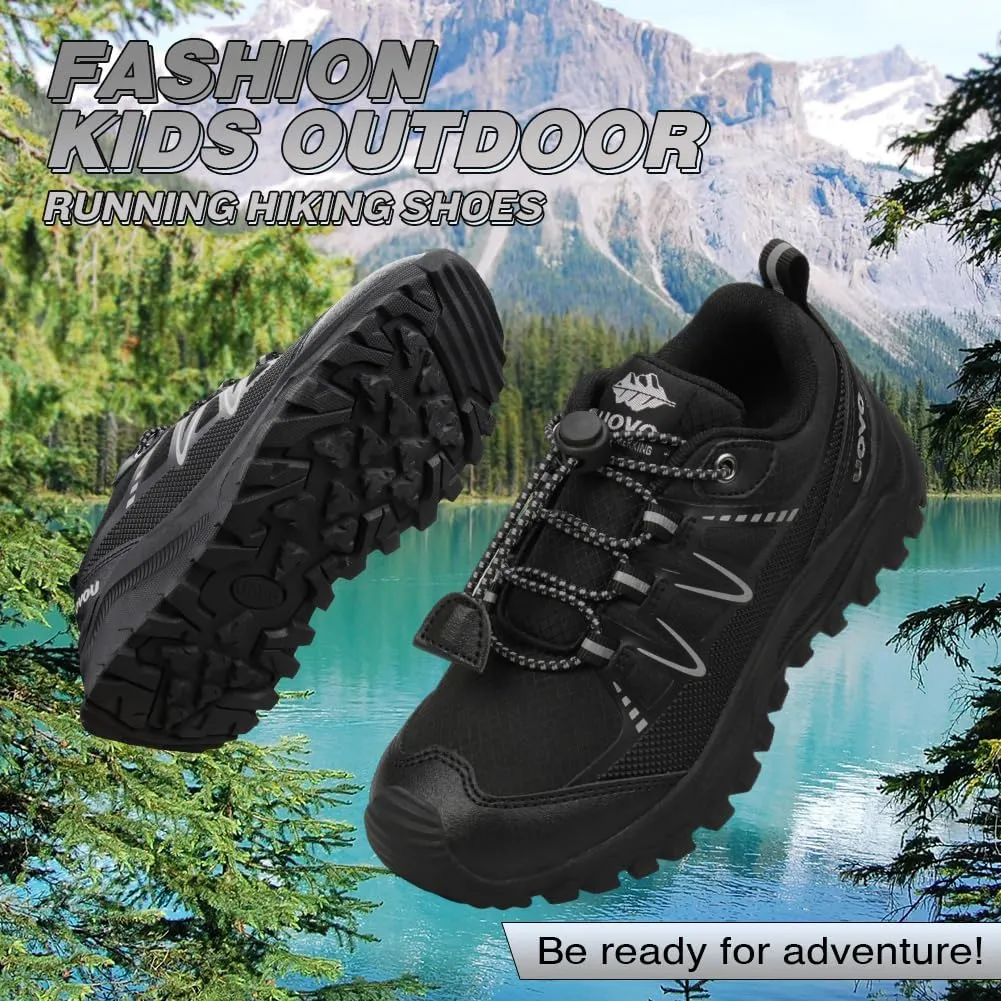 UOVO Girls Boys Hiking Shoes Boys Girls Waterproof Sneakers Kids Running Tennis Outdoor Shoes Non-Slip Lightweight