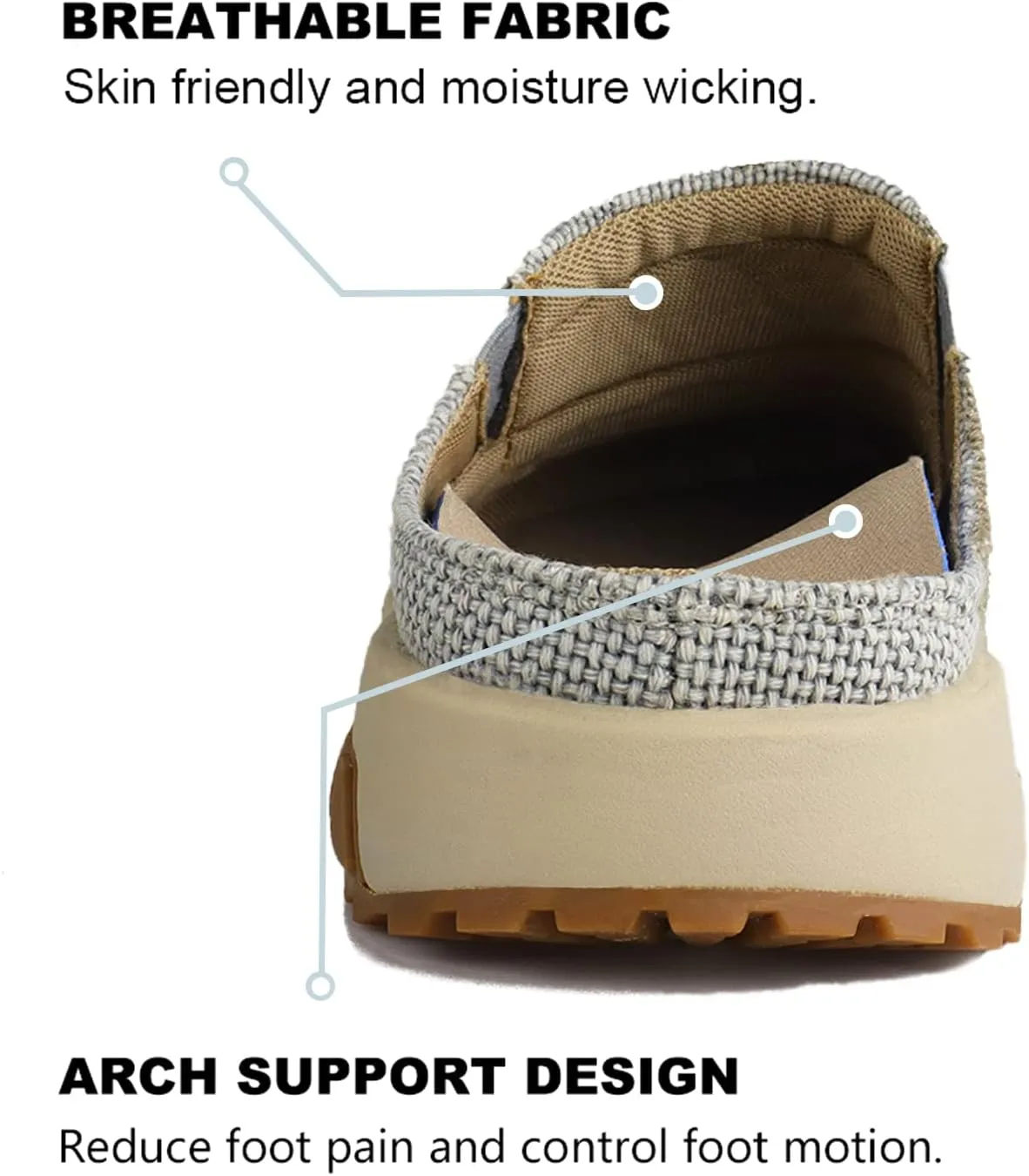UPIShi Men's Arch Support Orthopedic Plantar Fasciitis Relief Slippers Canvas House Indoor Outdoor Slip On Loafers Non-Slip Casual Shoes