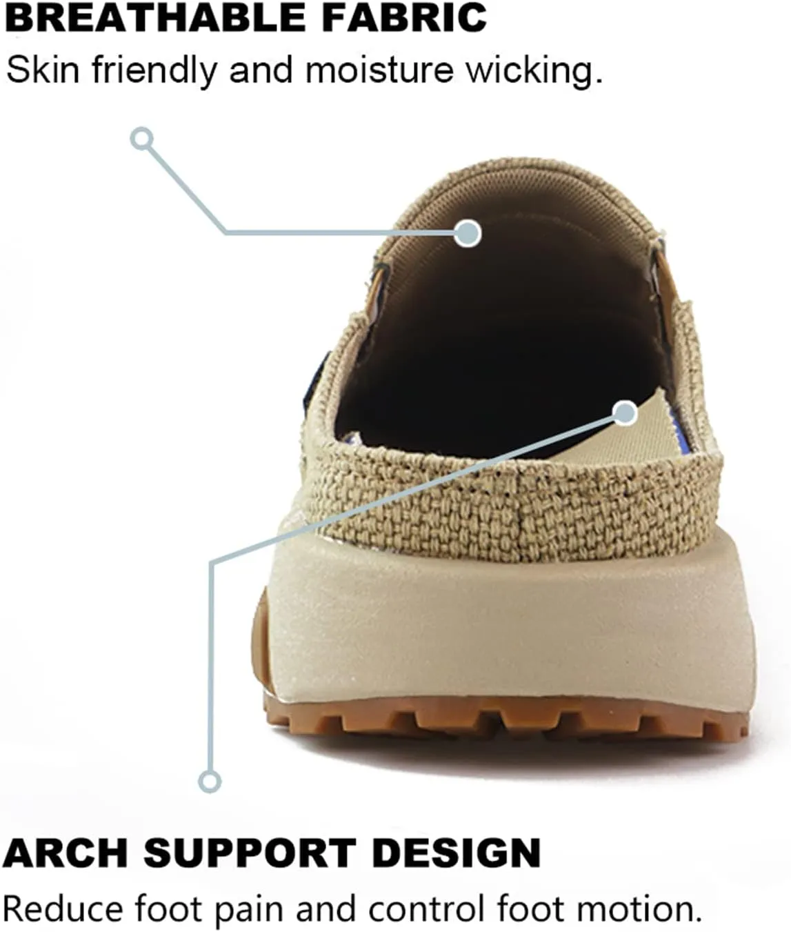 UPIShi Men's Arch Support Orthopedic Plantar Fasciitis Relief Slippers Canvas House Indoor Outdoor Slip On Loafers Non-Slip Casual Shoes