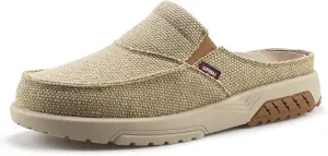 UPIShi Men's Arch Support Orthopedic Plantar Fasciitis Relief Slippers Canvas House Indoor Outdoor Slip On Loafers Non-Slip Casual Shoes
