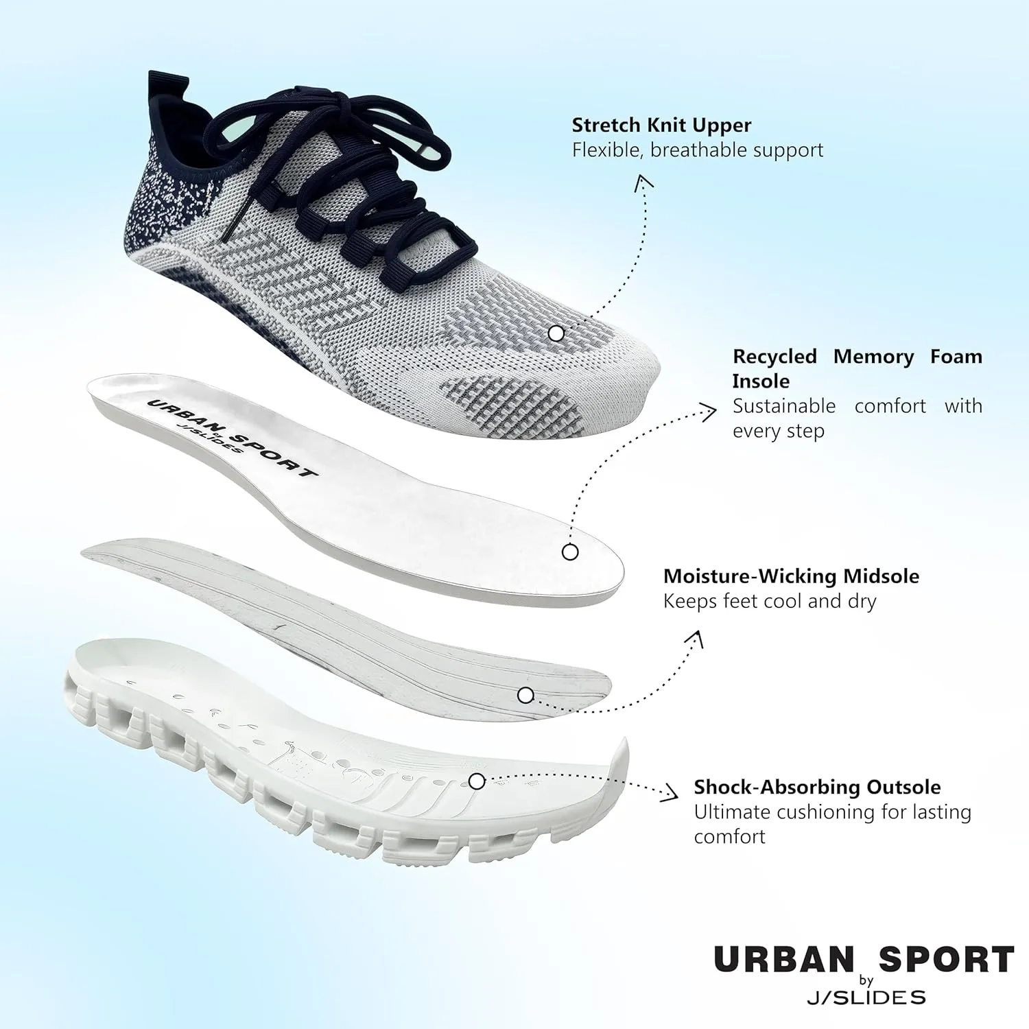 Urban Sport by J/Slides Cooper Women’s Athleisure Sneaker | Lightweight Casual Walking Shoes | All-Day Comfort Sneakers