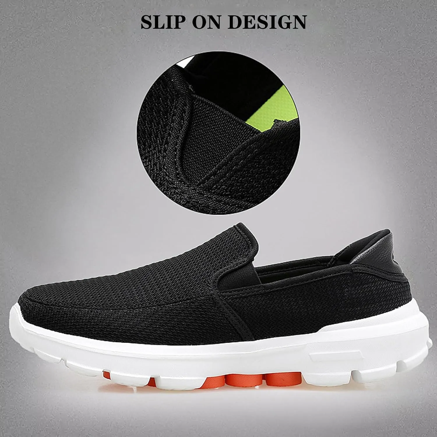 URLECHS Men's Lightweight Comfortable Slip-On Loafers,Microfiber High Elasticity Cushioning Anti-Slip Athletic Walking Shoes Casual Fashion Breathable Tennis Shoes Running Shoes