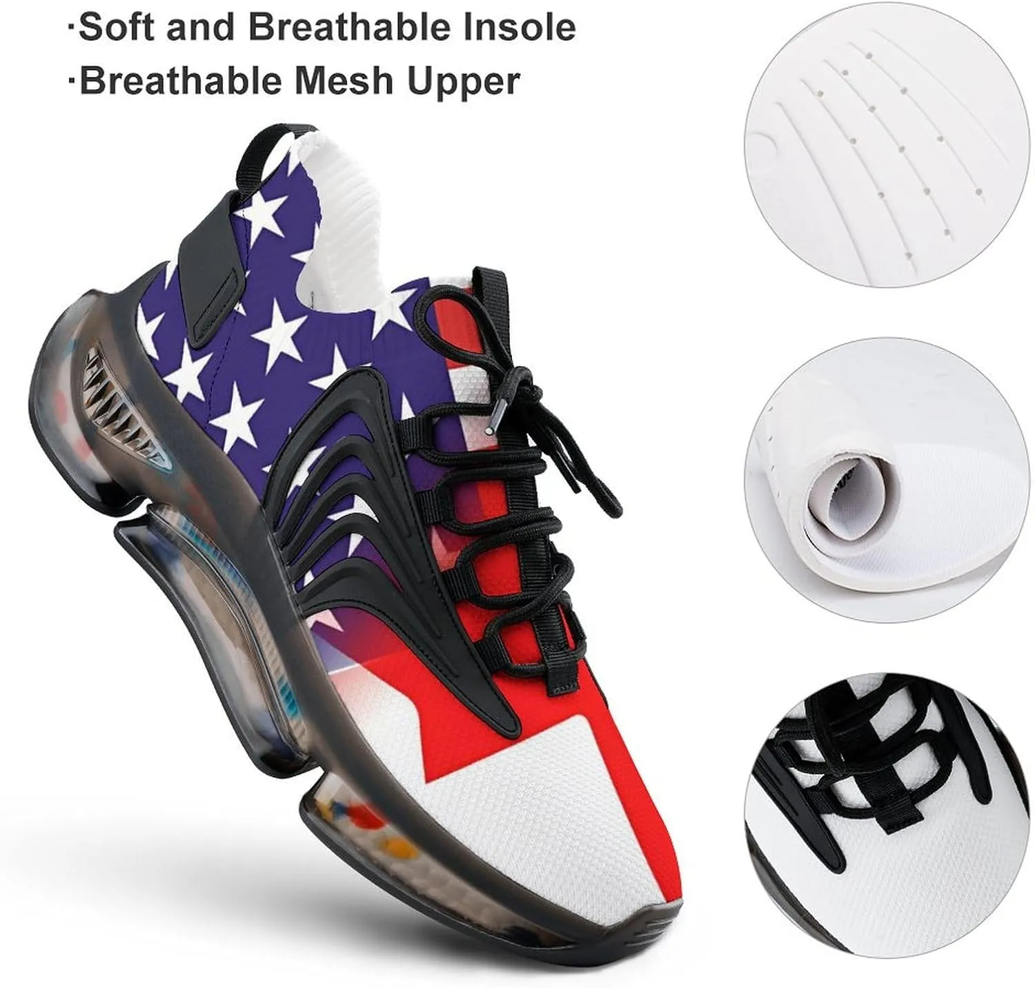 U.S. Canada Flag Men's Tennis Shoes Fashion Athletic Sneakers for Sport Walking Running Workout