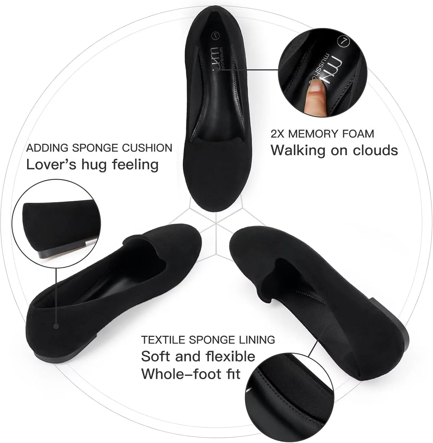 USSHOE Flats Shoes for Women Slip on Round Toe Comfortable Women's Flats Ballet Flats Shoes Loafers