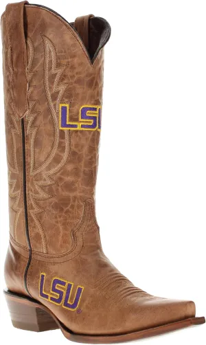 Vaccari Women's Paige Genuine Leather & Collegiate Embroidery Snip Toe Cowgirl Boots