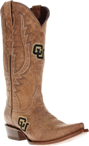 Vaccari Women's Paige Genuine Leather & Collegiate Embroidery Snip Toe Cowgirl Boots