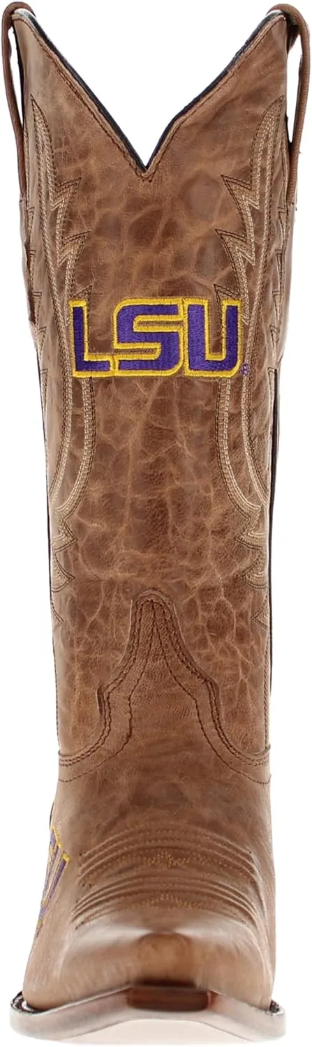 Vaccari Women's Paige Genuine Leather & Collegiate Embroidery Snip Toe Cowgirl Boots