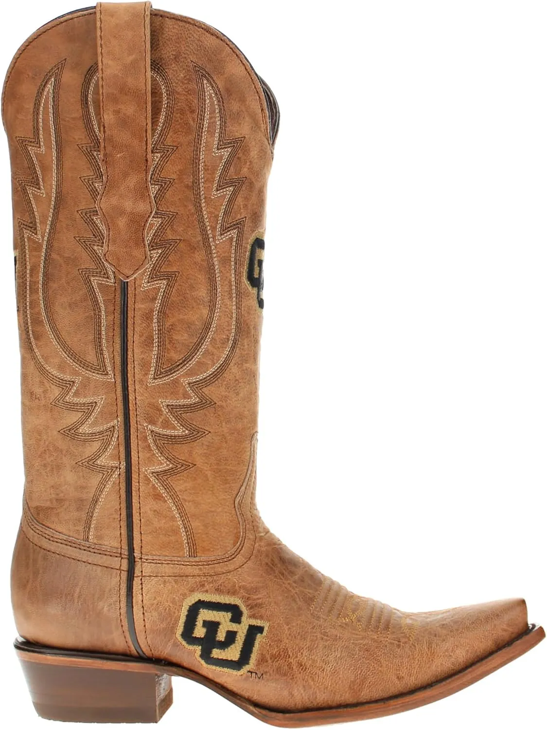Vaccari Women's Paige Genuine Leather & Collegiate Embroidery Snip Toe Cowgirl Boots