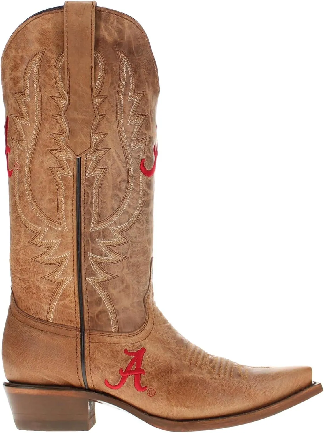 Vaccari Women's Paige Genuine Leather & Collegiate Embroidery Snip Toe Cowgirl Boots