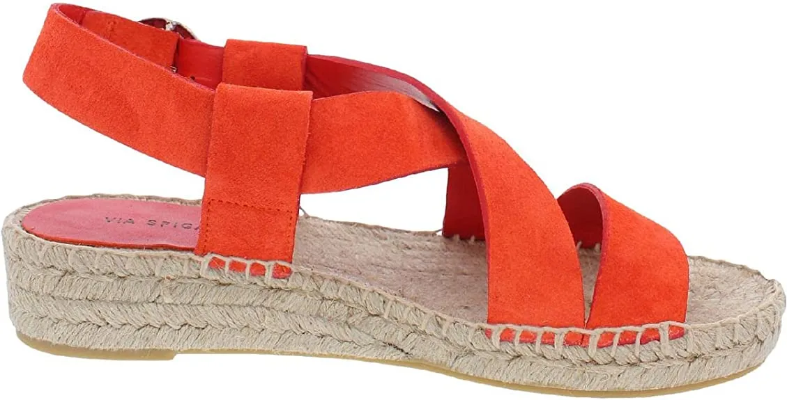 VIA SPIGA Womens V-Gia Leather Strappy Espadrilles Orange 6 Medium (B,M)