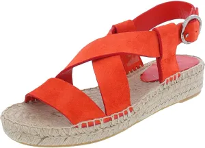 VIA SPIGA Womens V-Gia Leather Strappy Espadrilles Orange 6 Medium (B,M)