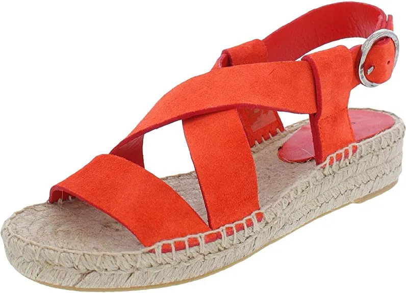 VIA SPIGA Womens V-Gia Leather Strappy Espadrilles Orange 6 Medium (B,M)