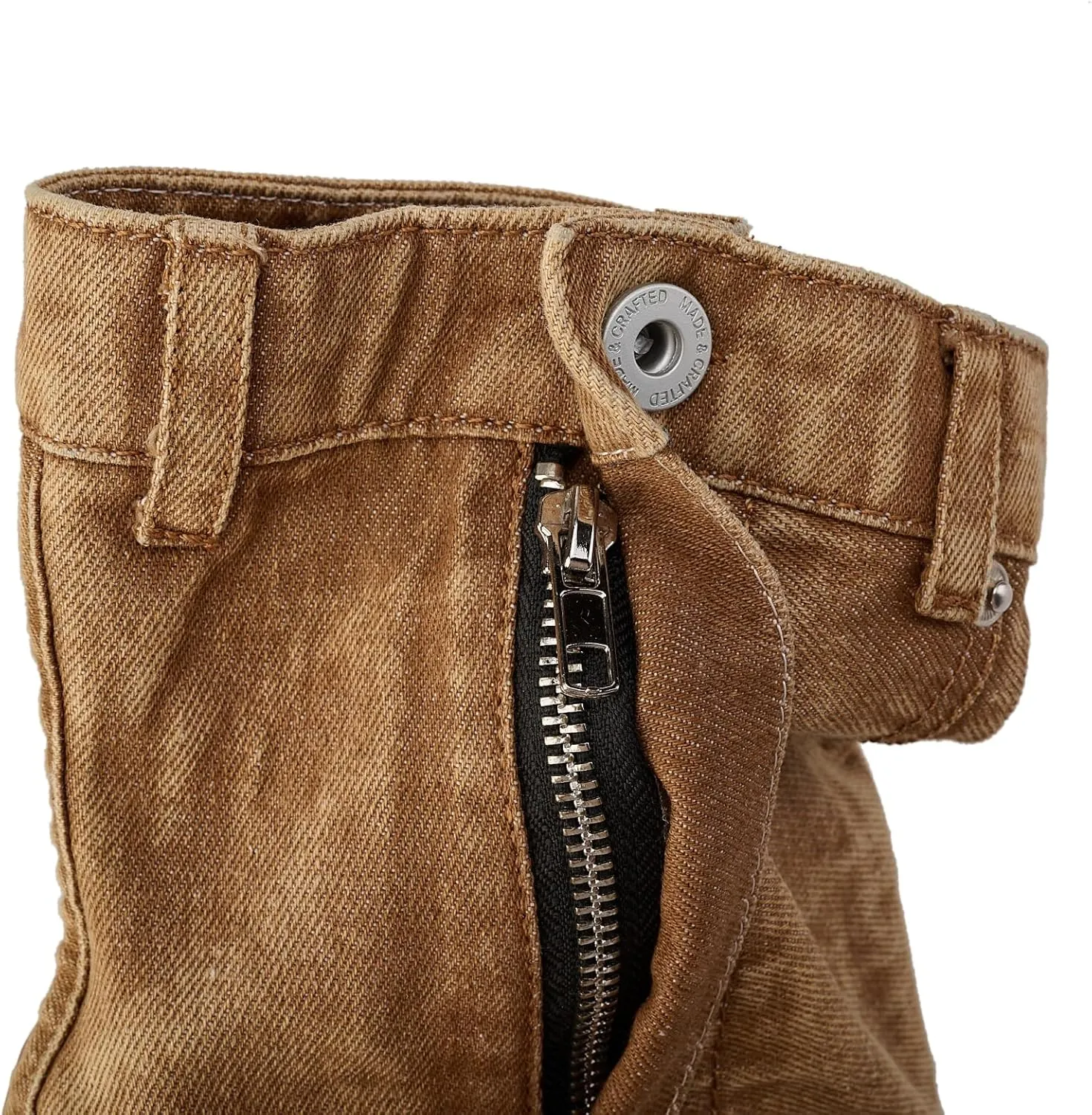 Vintage Denim Stiletto High Heeled Cowboy Pockets Boots for Women, Mid Wide Calf Round Toe with Metal Button for Fashion Dress Booties
