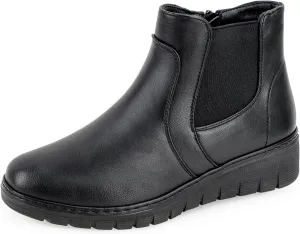 VJH confort Women’s Ankle Boots, Comfort Round Toe Lightweight Wedge Chelsea Booties with Arch Support