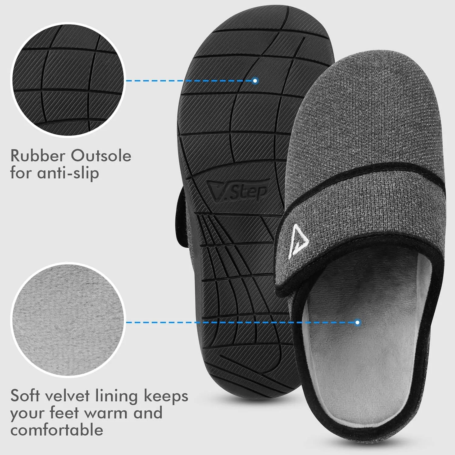 V.Step Slippers with Arch Support for Women & Men - Orthopedic House Slippers for Plantar Fasciitis - Indoor/Outdoor Slip-On Clogs