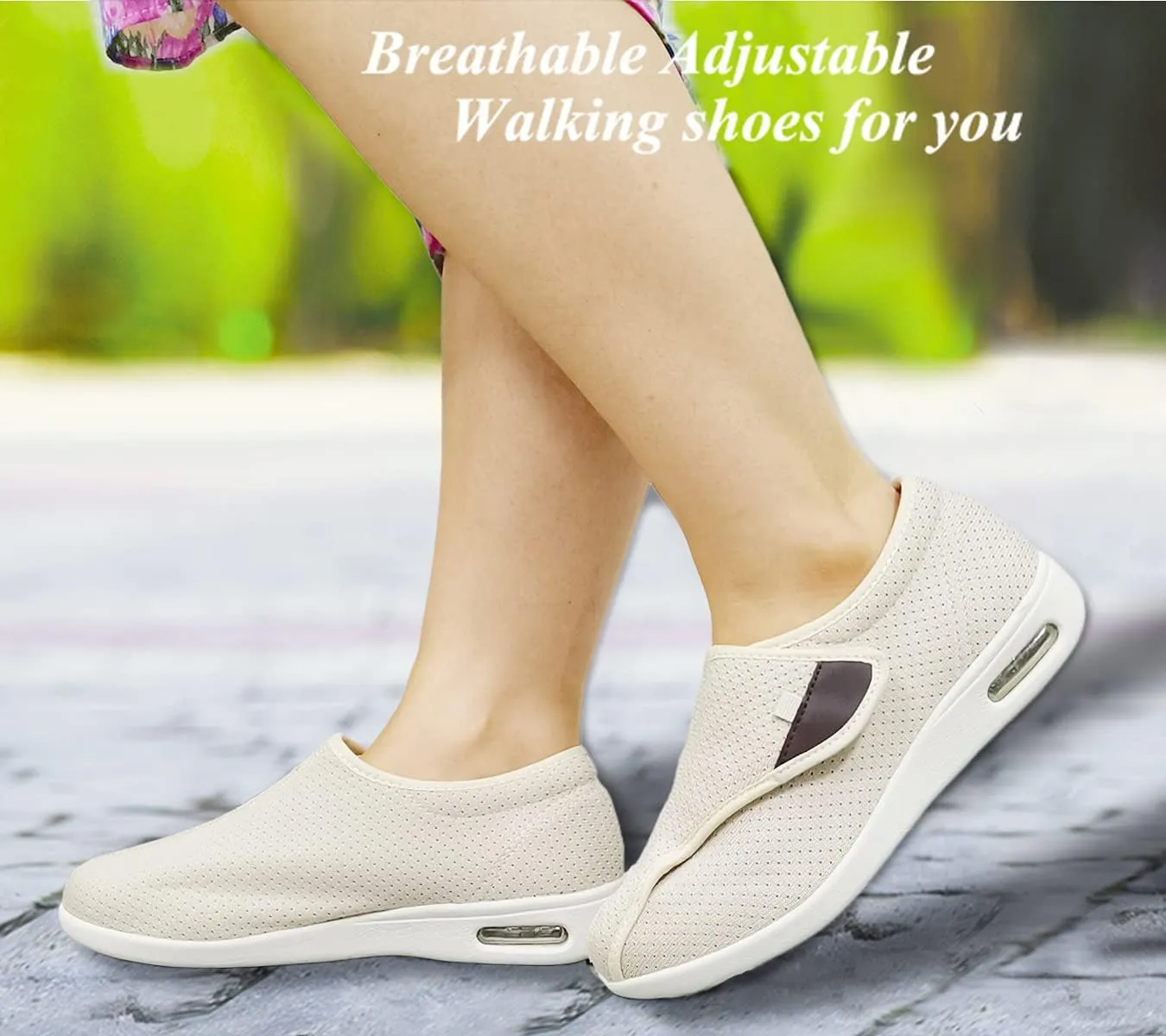 W&LESVAGO Diabetic Shoes for Women Easy On/Off, Lightweight Breathable Adjustable Closure Walking Sneakers