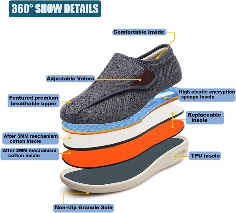 W&LESVAGO Diabetic Shoes for Women Easy On/Off, Lightweight Breathable Adjustable Closure Walking Sneakers