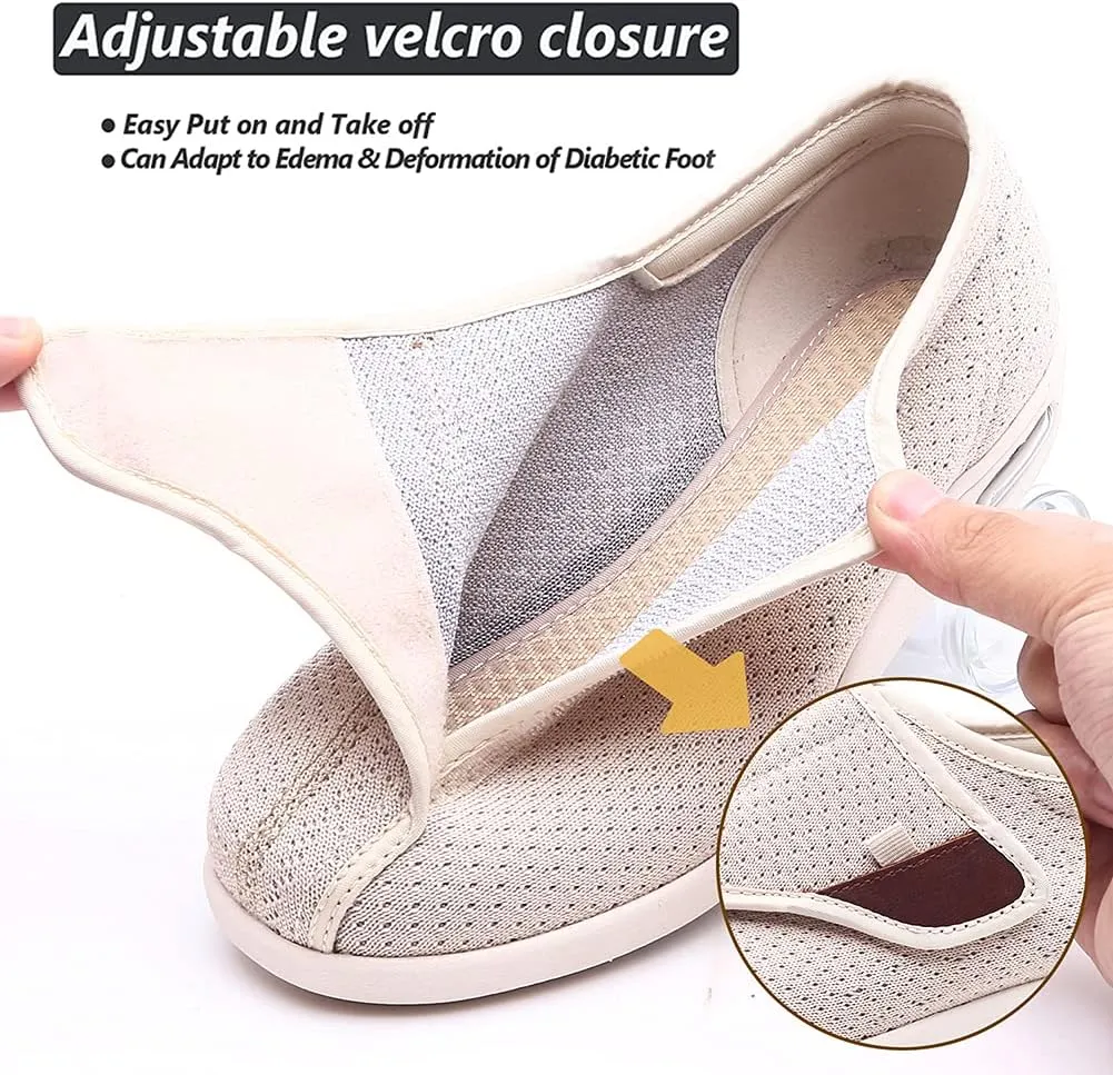 W&LESVAGO Diabetic Shoes for Women Easy On/Off, Lightweight Breathable Adjustable Closure Walking Sneakers